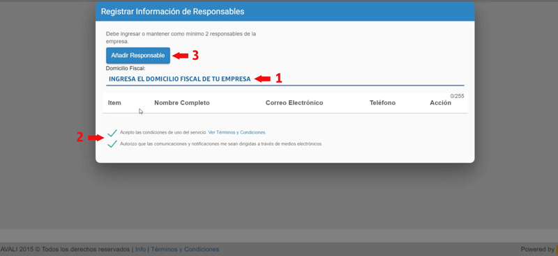 Ingresa y registra la información de los responsables 1