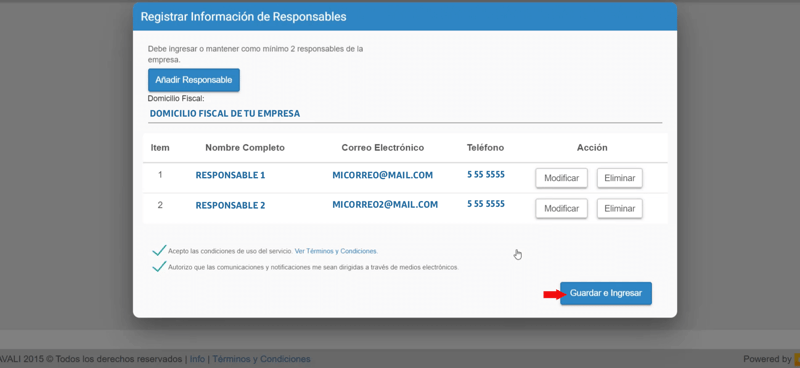 Ingresa y registra la información de los responsables 3